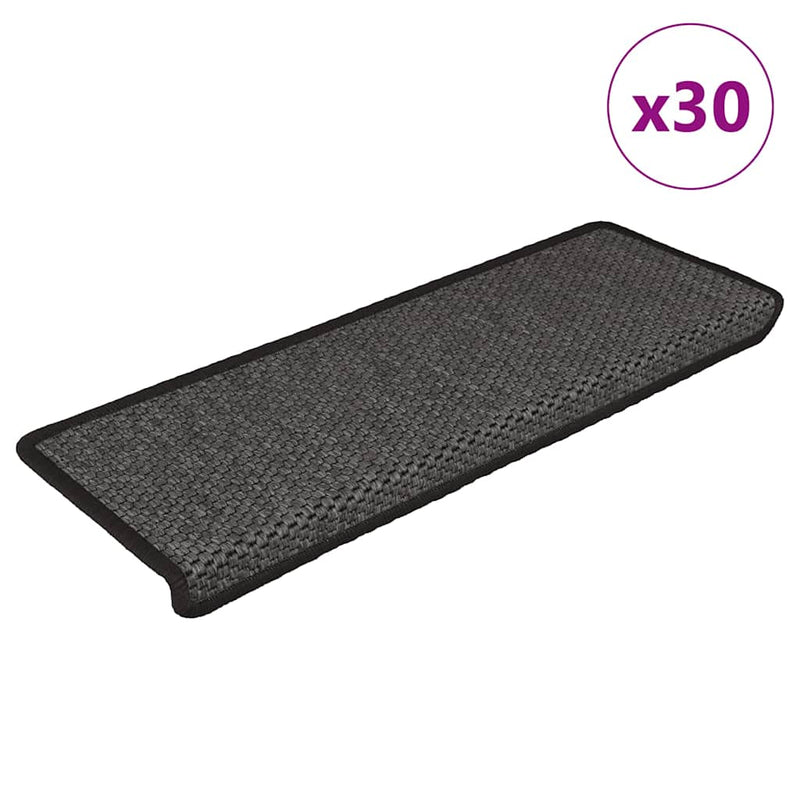 Covorașe autoadezive scări 30 buc antracit 65x21x4 aspect sisal