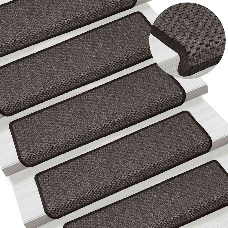 Covorașe autoadezive scări 30 buc antracit 65x21x4 aspect sisal