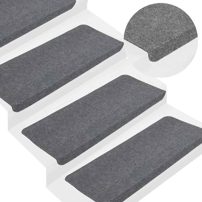 Covorașe scară autoadezive 30 buc Gri 65x24,5x3,5 cm