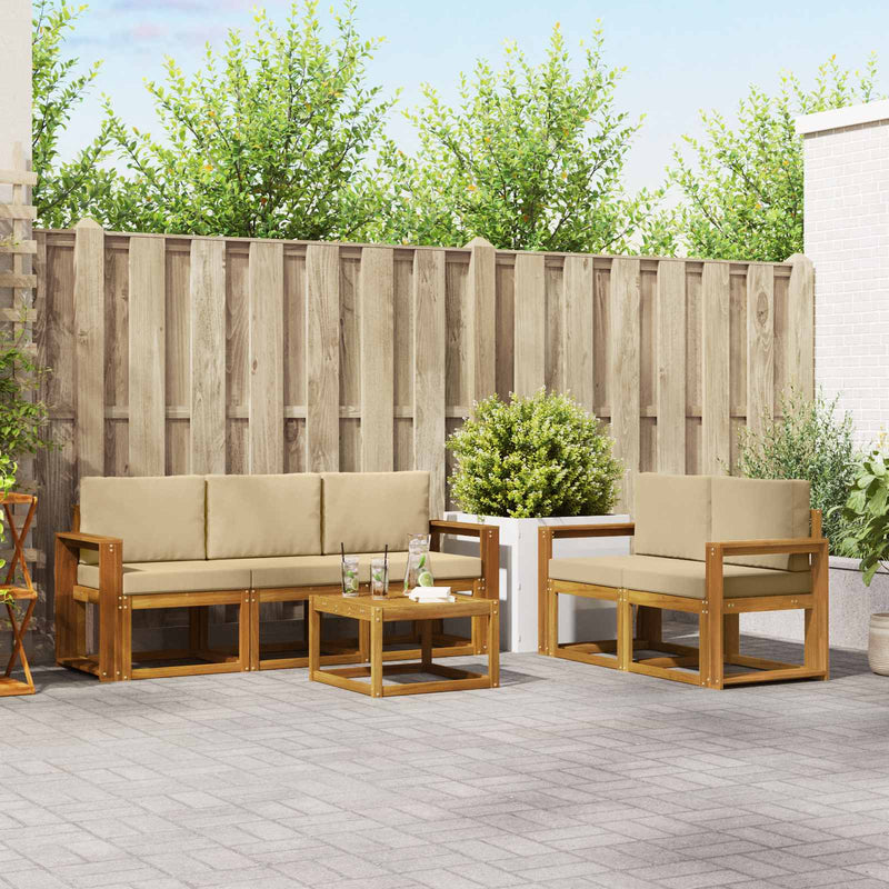 Set de canapele de exterior 6 buc. Natural și Bej