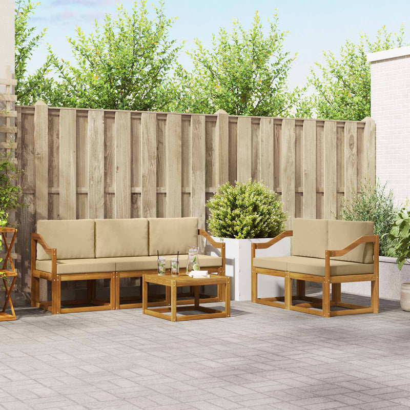 Set de canapele de exterior 6 buc. Natural și Bej
