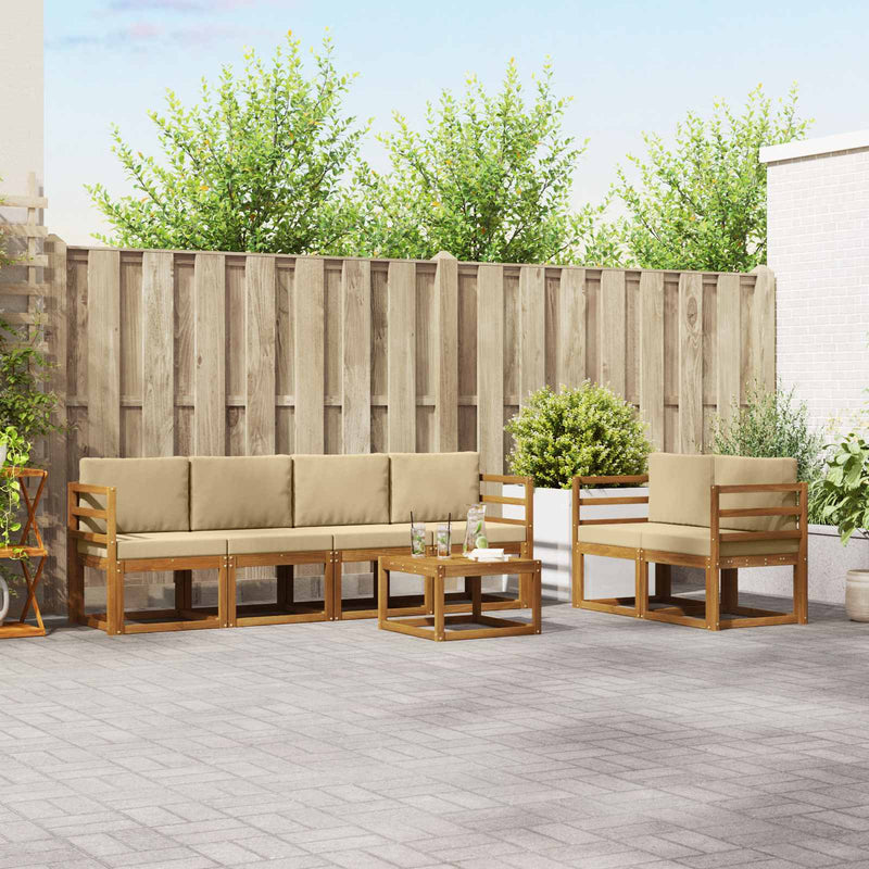Set de canapele de exterior 7 buc. Natural și Bej