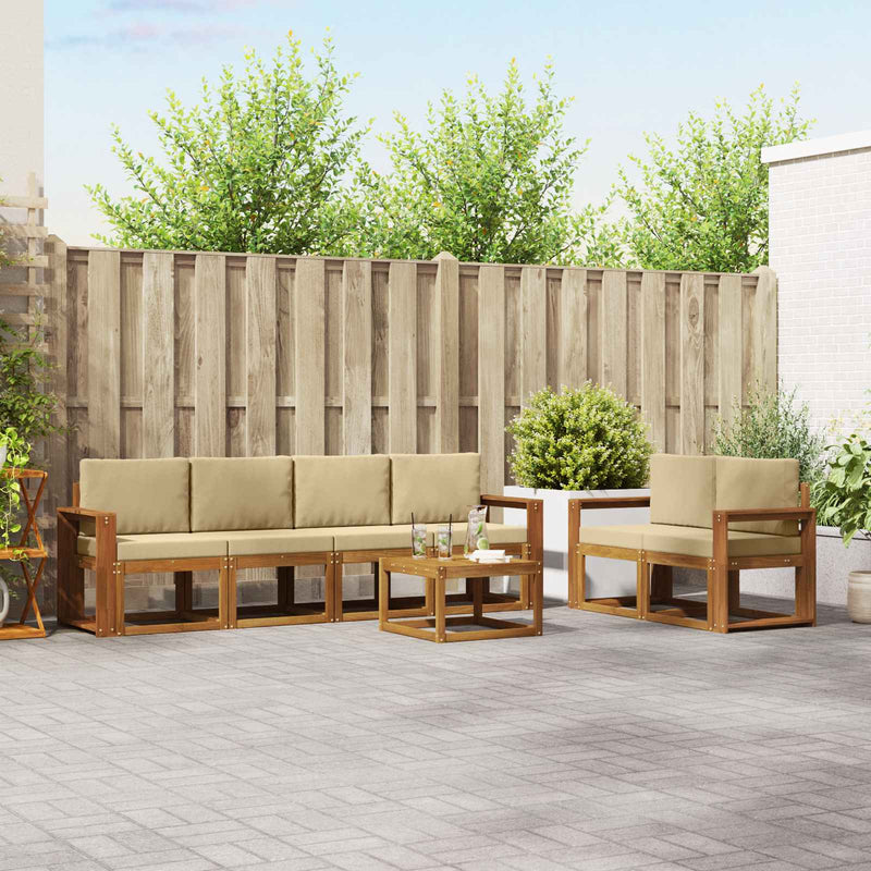 Set de canapele de exterior 7 buc. Natural și Bej