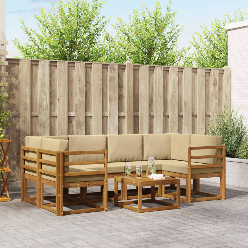 Set de canapele de exterior 7 buc. Natural și Bej