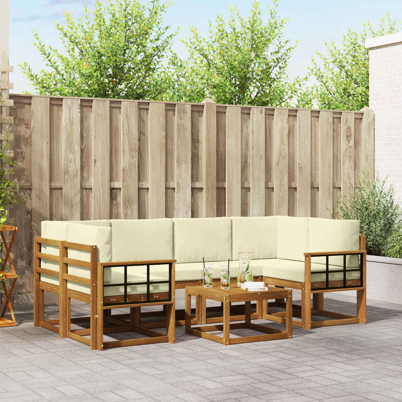 Set de canapele de exterior 7 buc. Natural și Crem