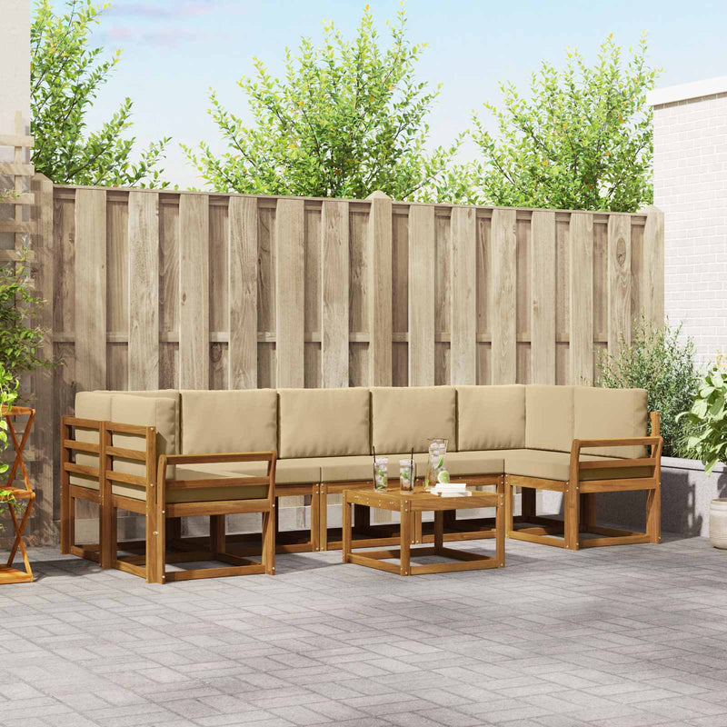 Set de canapele de exterior 8 buc. Natural și Bej