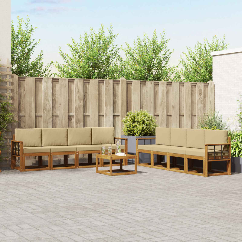 Set de canapele de exterior 9 buc. Natural și Bej