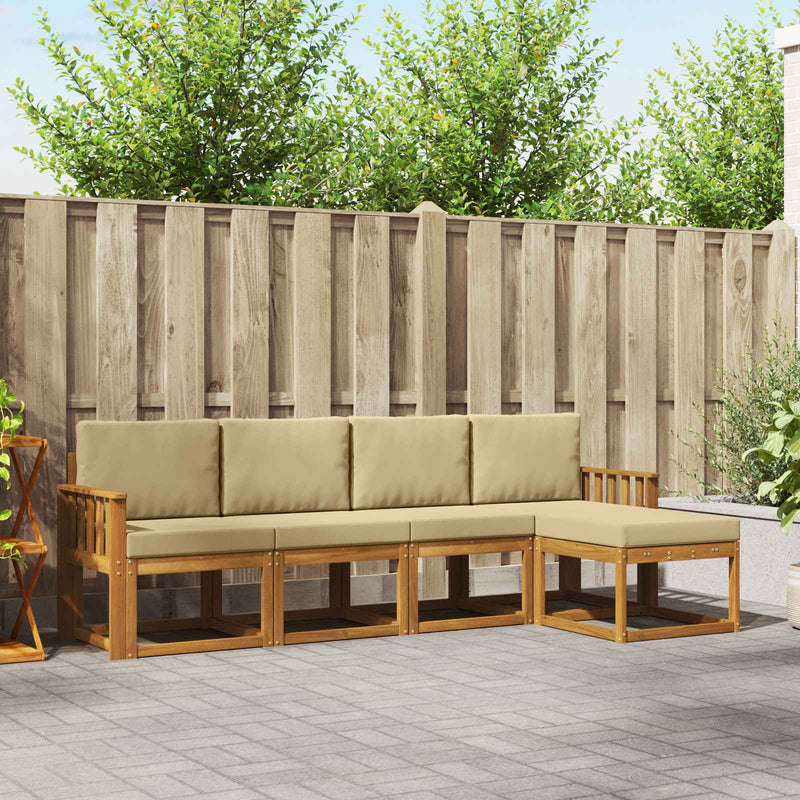 Set de canapele de exterior 5 buc. Natural și Bej