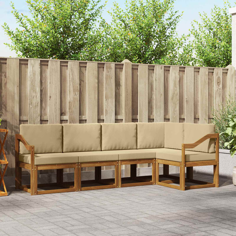 Set de canapele de exterior 5 buc. Natural și Bej