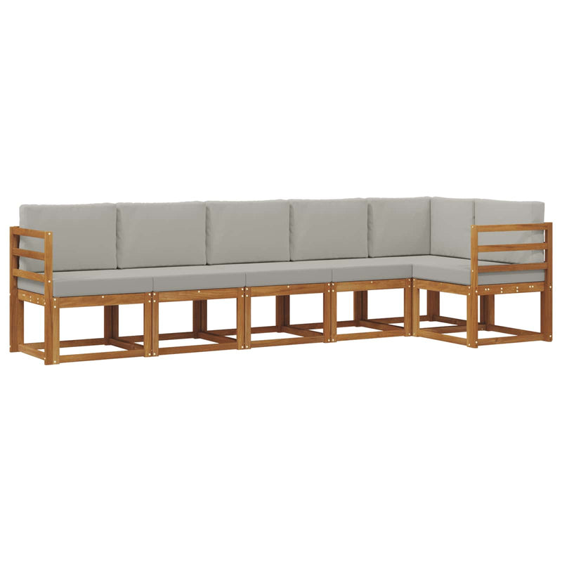 Set de canapele de exterior 6 buc. Natural și gri deschis