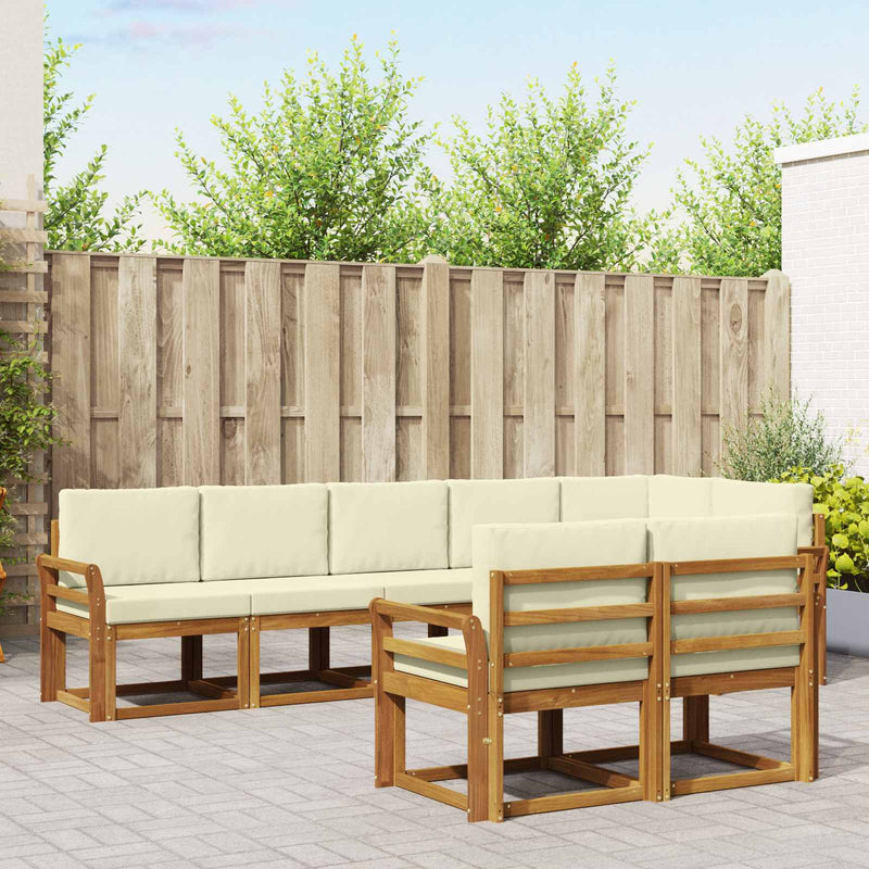 Set de canapele de exterior 8 buc. Natural și Crem
