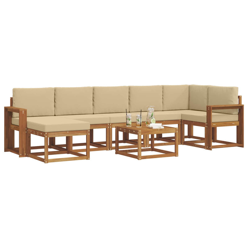 Set de canapele de exterior 8 buc. Natural și Bej