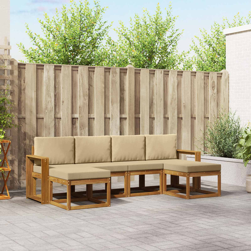 Set de canapele de exterior 6 buc. Natural și Bej