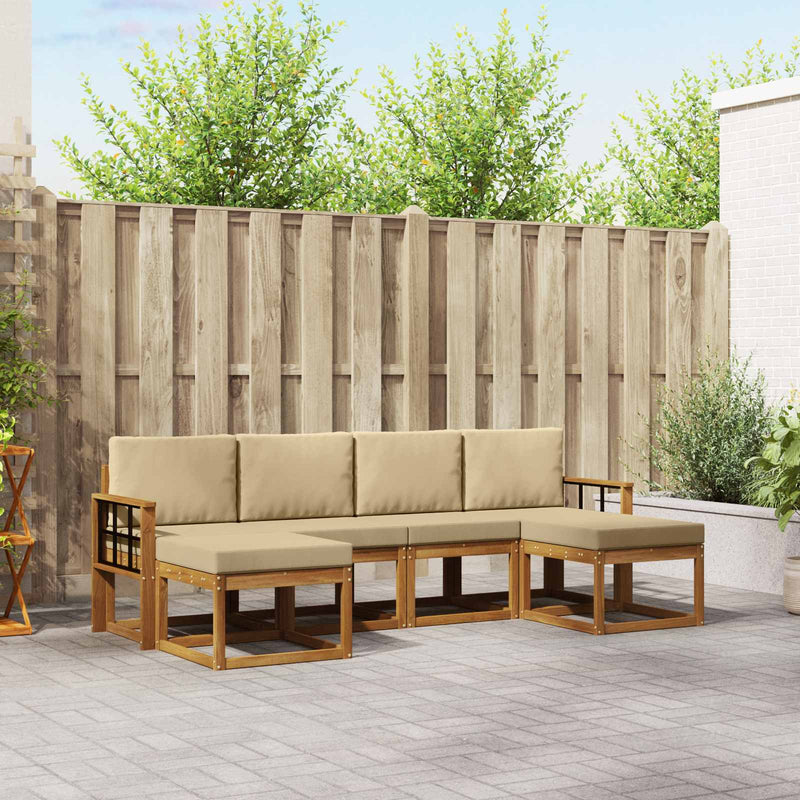 Set de canapele de exterior 6 buc. Natural și Bej