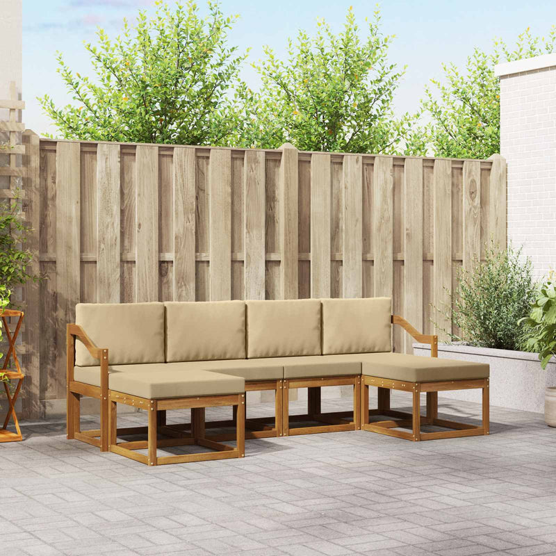 Set de canapele de exterior 6 buc. Natural și Bej