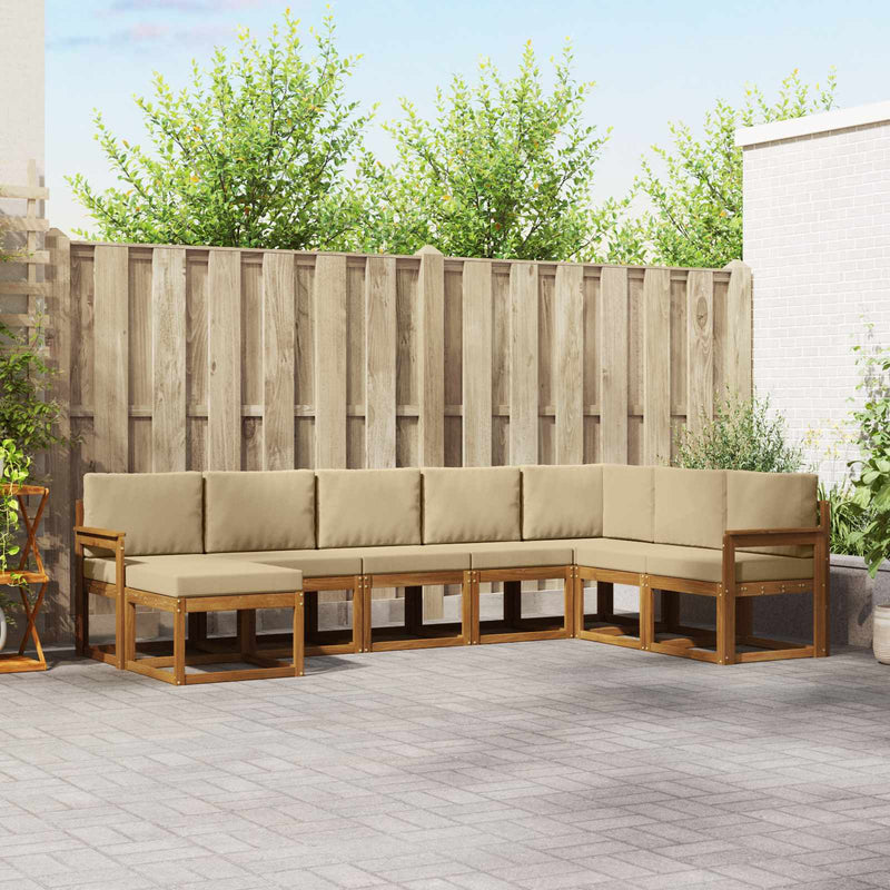 Set de canapele de exterior 8 buc. Natural și Bej