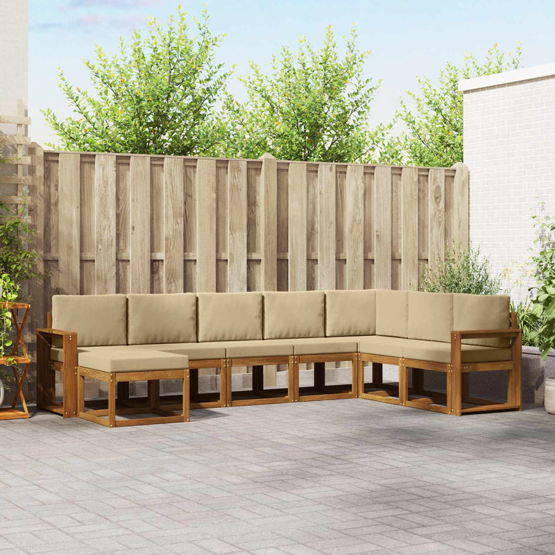 Set de canapele de exterior 8 buc. Natural și Bej