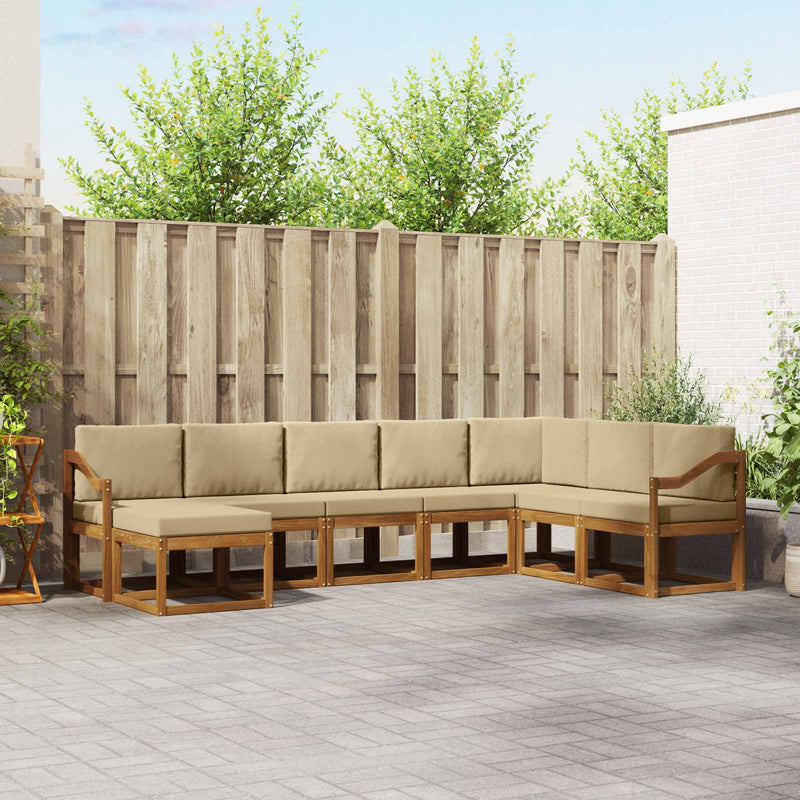 Set de canapele de exterior 8 buc. Natural și Bej
