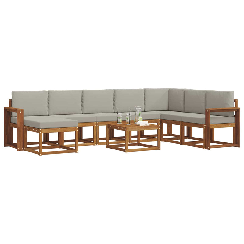 Set de canapele de exterior 9 buc. Gri natural și deschis