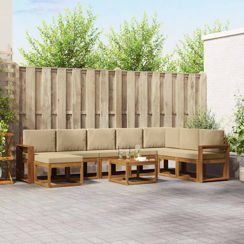 Set de canapele de exterior 9 buc. Natural și Bej