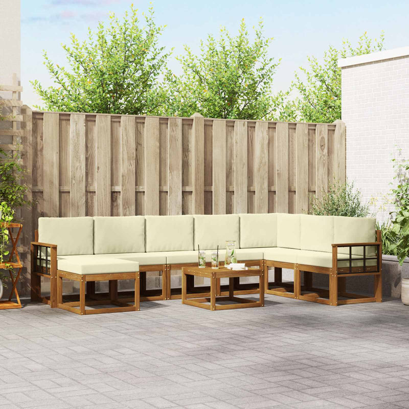 Set de canapele de exterior 9 buc. Natural și Crem