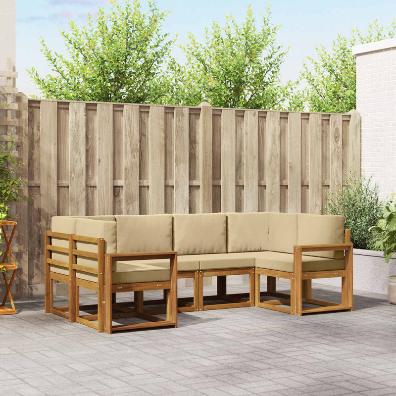 Set de canapele de exterior 6 buc. Natural și Bej