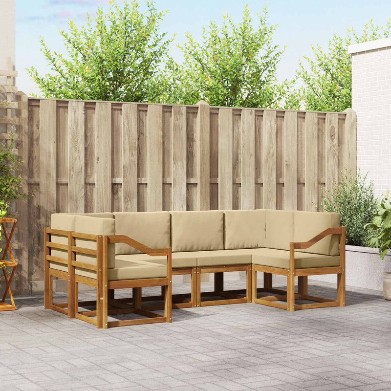 Set de canapele de exterior 6 buc. Natural și Bej