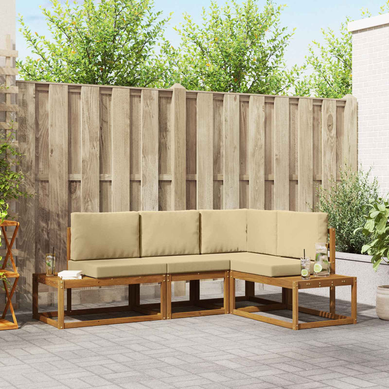 4 buc. Set de canapele de exterior Natural și Bej