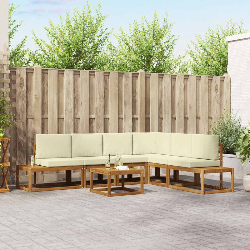7 buc. Set de canapele de exterior Natural și Crem