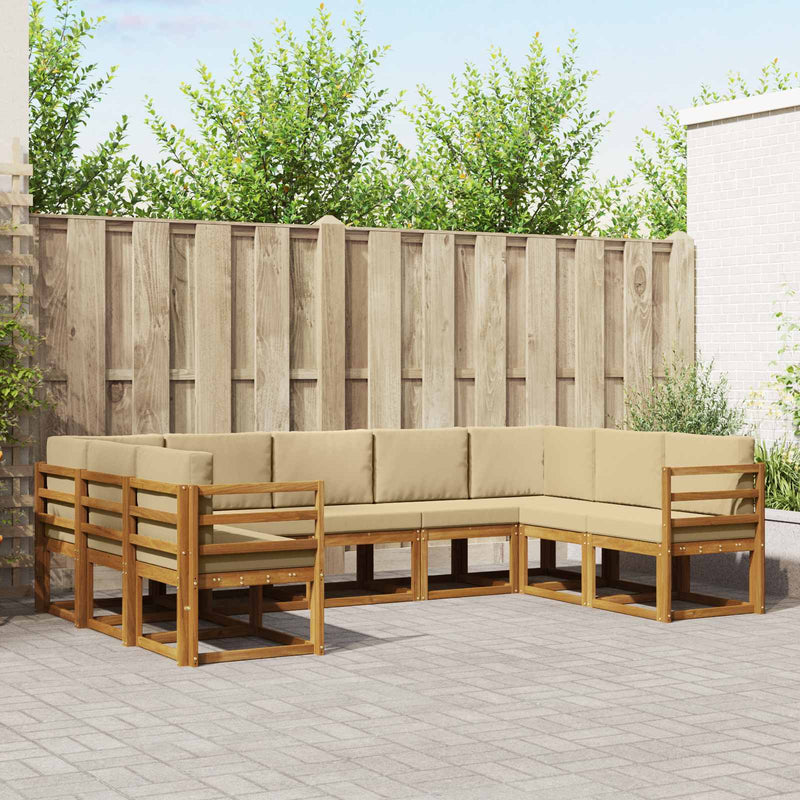 Set de canapele de exterior 9 buc. Natural și Bej