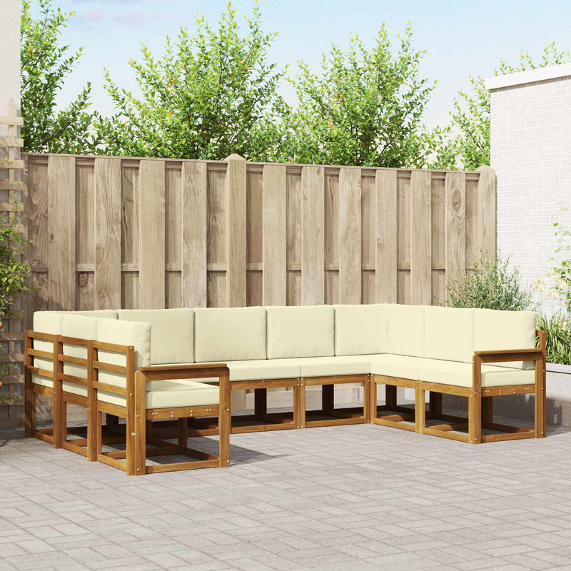 Set de canapele de exterior 9 buc. Natural și Crem