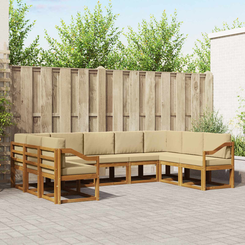 Set de canapele de exterior 9 buc. Natural și Bej