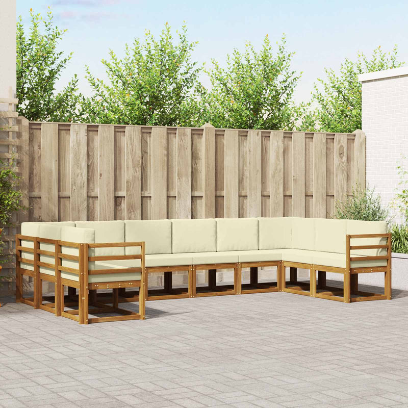 Set de canapele de exterior 10 buc. Natural și Crem