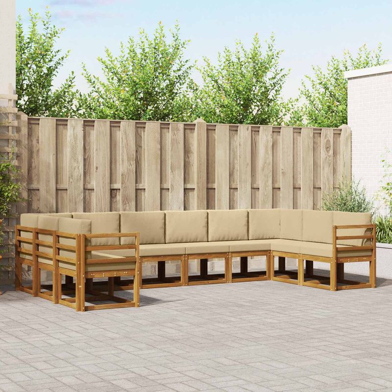 Set de canapele de exterior 10 buc. Natural și Bej