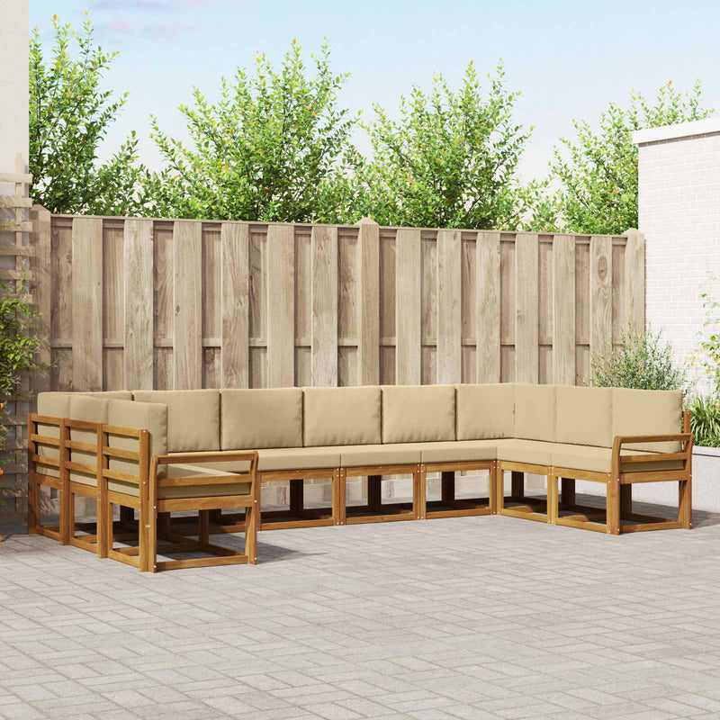 Set de canapele de exterior 10 buc. Natural și Bej