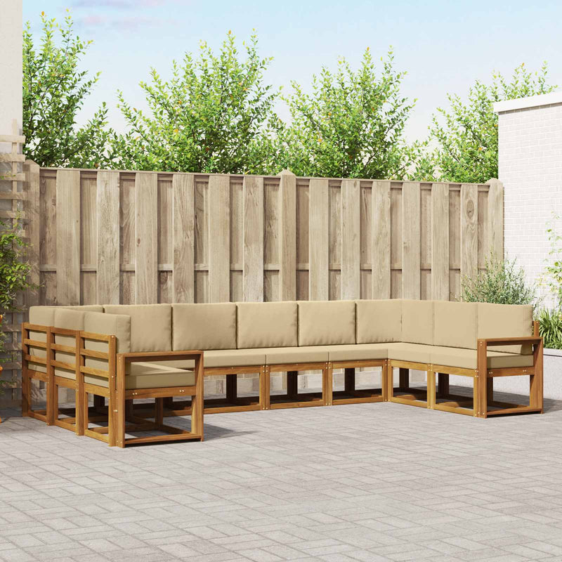 Set de canapele de exterior 10 buc. Natural și Bej