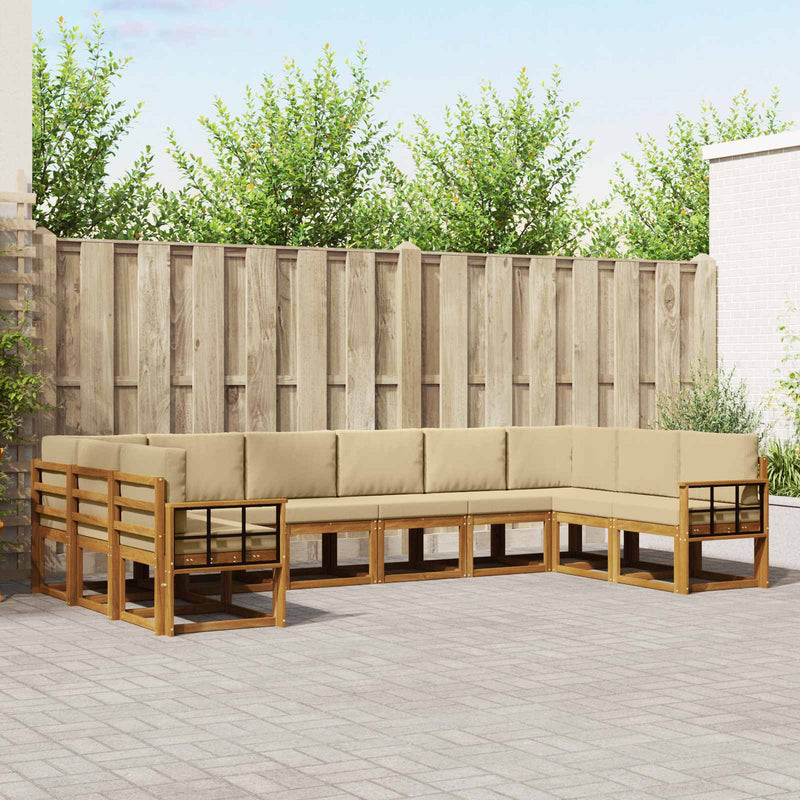 Set de canapele de exterior 10 buc. Natural și Bej