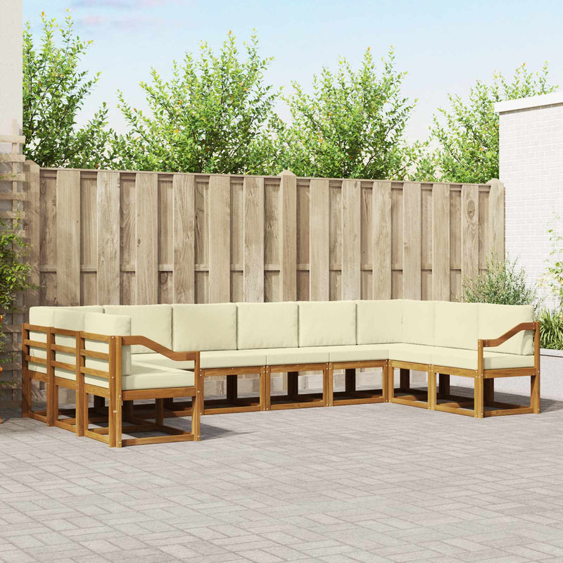 Set de canapele de exterior 10 buc. Natural și Crem