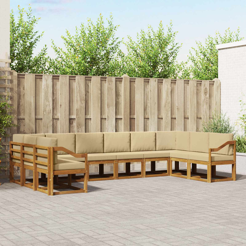Set de canapele de exterior 10 buc. Natural și Bej