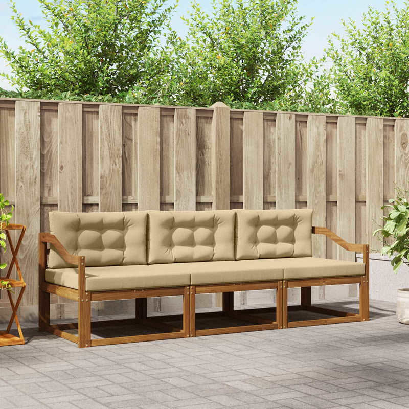 Set de canapele de exterior 3 buc. Natural și Bej