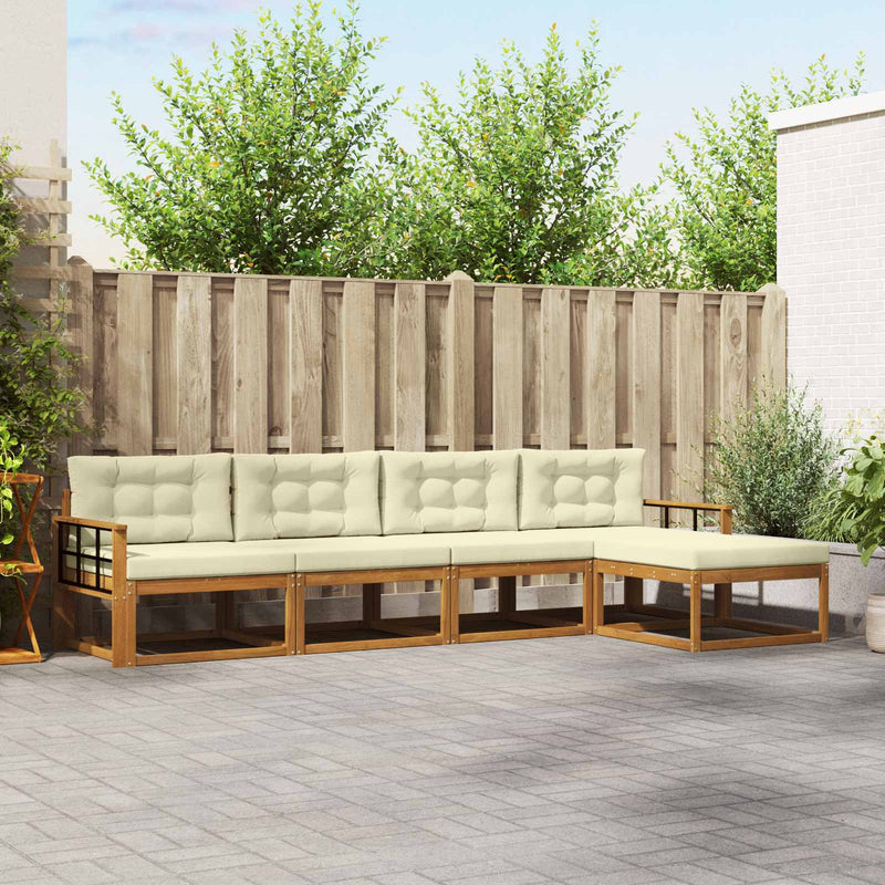 Set de canapele de exterior 5 buc. Natural și Crem
