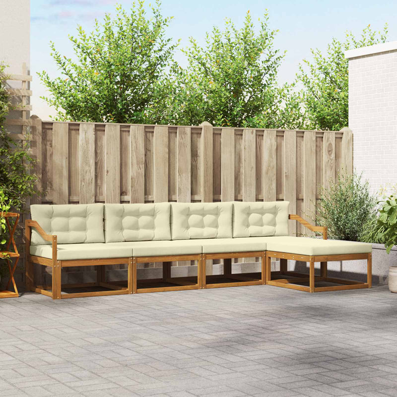 Set de canapele de exterior 5 buc. Natural și Crem