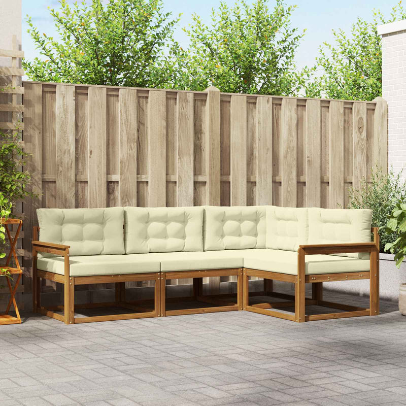Set de canapele de exterior 4 buc. Natural și Crem