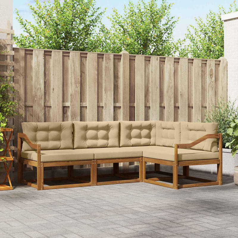 Set de canapele de exterior 4 buc. Natural și Bej