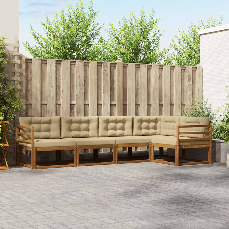 Set de canapele de exterior 5 buc. Natural și Bej