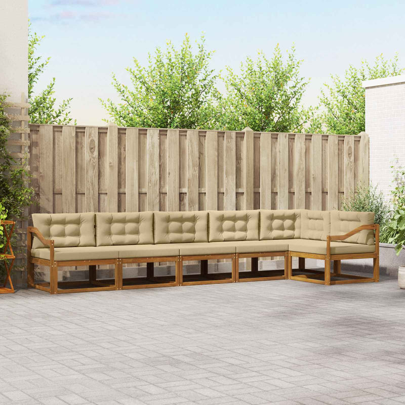 Set de canapele de exterior 6 buc. Natural și Bej