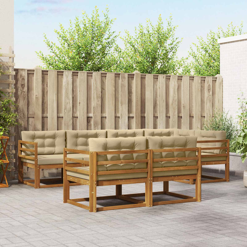 Set de canapele de exterior 8 buc. Natural și Bej