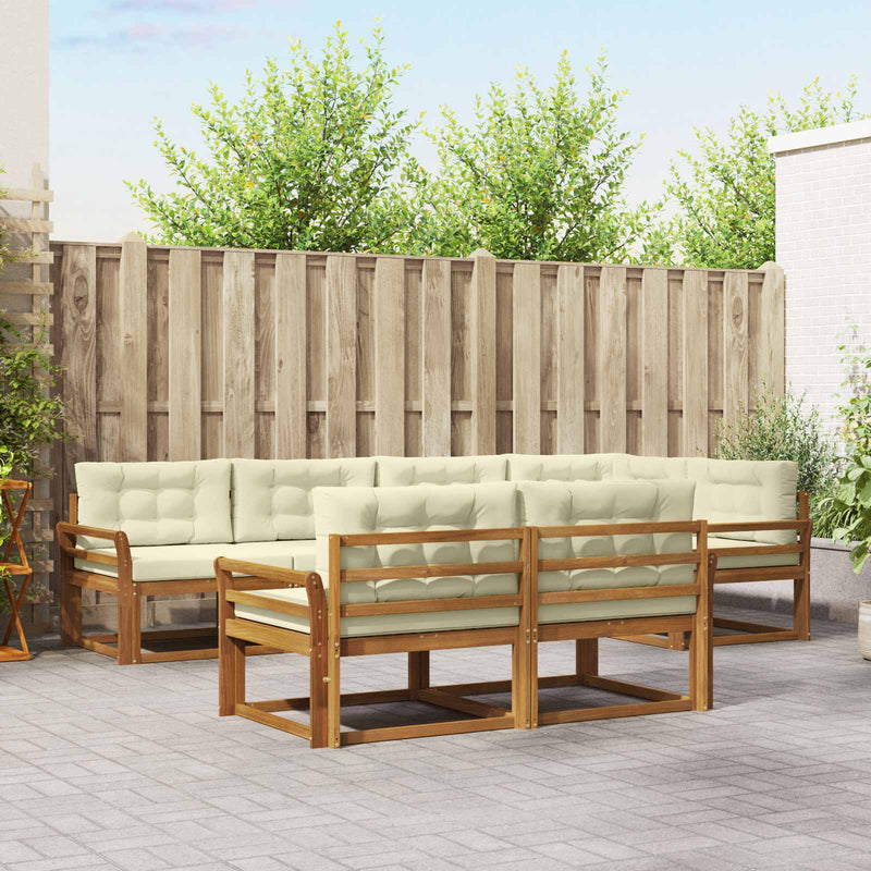 Set de canapele de exterior 8 buc. Natural și Crem
