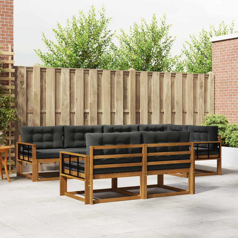 Set de canapele de exterior 8 buc. Natural și Antracit