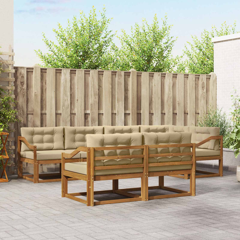 Set de canapele de exterior 8 buc. Natural și Bej